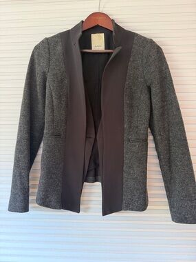 Anthropologie elevenses Gray and Black Open-Front Blazer